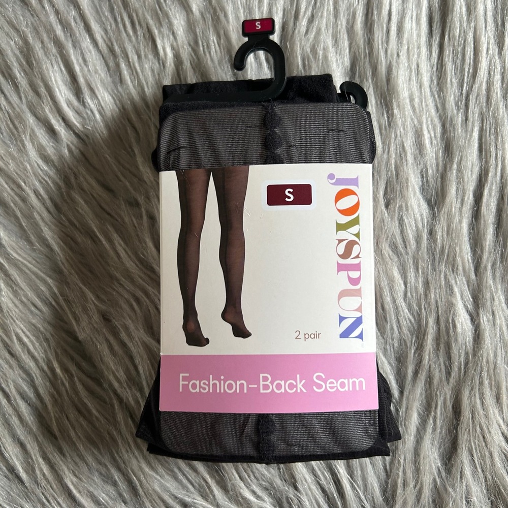 Joyspun Back Seam & Opaque Tights‎ Womens Size Small Black 2 Pair